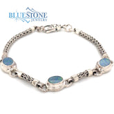 Sterling Silver Bracelet with Austrailian Opals- 7 Inches