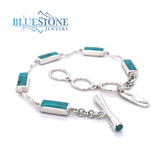 Sterling Silver Turquoise and Lapis Reversible Bracelet- 8 Inches