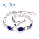 Silver Bracelet with Lapis- 8 inches