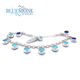 Sterling Silver Reversible Turquoise and Lapis Bracelet- 8 Inches