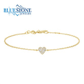 Gold Plated Heart Bracelet with CZs- 7"