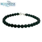 Black Agate Beaded Bracelet- 8"