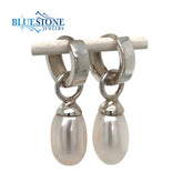 Sterling Silver White Pearl Huggy Earrings