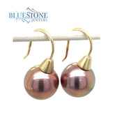 14kt Yellow Gold Pink Pearl Earrings