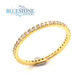 18K Gold Plated Ultra Slim Eternity Ring with CZs- Size 7