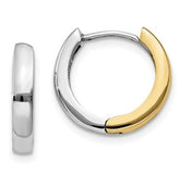 14K Two Toned Gold Huggie Earrings - 12mm