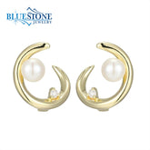 14kt Gold Plated Earrings with Pearls and Moissanites