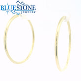 Gold Plated 2mm Hoop Earrings - 1.5" Long