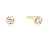 Gold Plated Solitaire Cubic Zirconia Stud Earrings