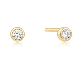 Gold Plated Solitaire Cubic Zirconia Stud Earrings