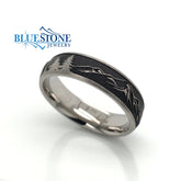 6mm Titanium Truckee Tahoe Mountains & Trees Ring with Black Cerakote(size10.25)