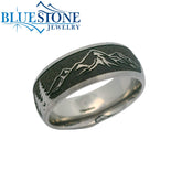 Titanium Tahoe Mountains & Trees Ring