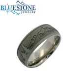 Titanium Tahoe Mountains & Trees Ring