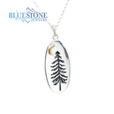 Sterling Silver Tree and Cresent Moon Pendant