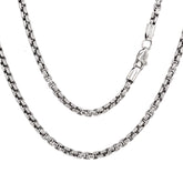 24" Sterling Silver 2.5mm Venetian/Rounded Box Chain