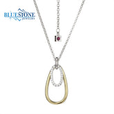 Sterling Silver & Gold Plated Necklace with CZ's - 20 Inches