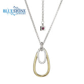 Sterling Silver & Gold Plated Necklace with CZ's - 20 Inches
