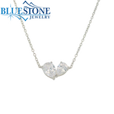 Sterling Silver 'Toi Et Moi" Necklace with Cubic Zirconias