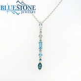Sterling Silver Necklace w/ Swiss and London Blue Topazes- 20"
