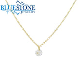 18K Gold Plated Dainty Necklace with Single CZ - 18"