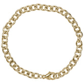 14KT Yellow Gold Plated Round Cable Link Charm Bracelet- 8 inches
