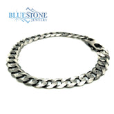 Sterling Silver Gun Metal Cuban Chain Bracelet- 8.5 Inches.
