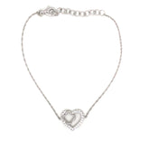 Sterling Silver Heart and Clover Bracelet with CZ - 8"