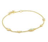 14KYG Plating Bracelet with 3 Lab-Grown Opals -7.25"