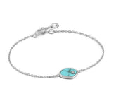 Sterling Silver with Bracelet with Turquoise and CZ - 7.25"