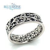 Silver Scroll Pattern Ring -Size 9
