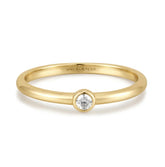 Gold Plated Cubic Zirconia Solitaire Ring- Sz. 7.75