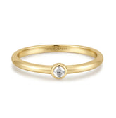 Gold Plated Cubic Zirconia Solitaire Ring- Sz. 8.25