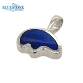 Small Sterling Silver California Bear Pendant with Inlayed Lapis Lazul