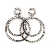 Sterling Silver Stud Drop Double Hoop Earrings