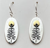 Sterling Silver Tree and Full Moon Earrings