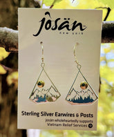 Sterling Silver Mountain and Full Moon Earrings