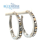 Two-Tone Pebble Hoop Earrings - 1.5"