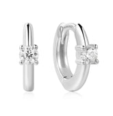 Silver Huggie Hoop Earrings with Cubic Zirconias