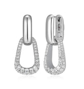 Sterling Silver Encrusted Cubic Zirconia Double Hoop Earrings
