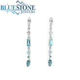 Sterling Silver Stud Earrings w/ Assorted Blue Topazes