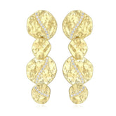 14K Gold Plated Hammered Disc Earrings with CZ's