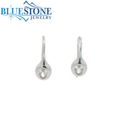 Silver and Rhodium Plated Chunky Bezel Set CZ French Wire Earrings