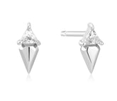 Silver Triangle Cubic Zirconia Stud Earrings