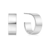 Sterling Silver Medium Flat Huggie Stud Earrings