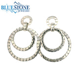 Sterling Silver Stud Drop Double Hoop Earring