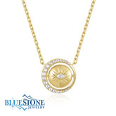 14 Karat Yellow Gold Plated Pave Moon & Starburst Necklace - 18"