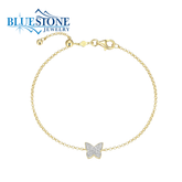 14KYG Plated Butterfly Bracelet w/ LAB Diamonds - 7.75"