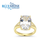 14KYG Plated Rectangular Cushion Cut Ring w/ CZ's - Size 6