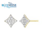 14KYG Plated Rhombus Stud Earrings w/ LAB Diamonds