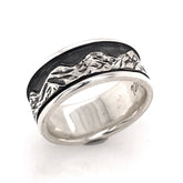 Sterling Silver Hand Carved Tahoe Truckee Mountain Ring. Measures 8mm